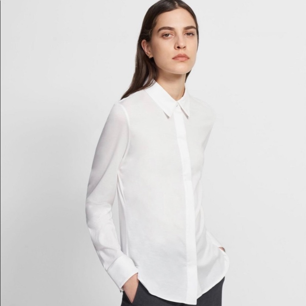 Theory fitted jersey cotton shirt, Medium White $150